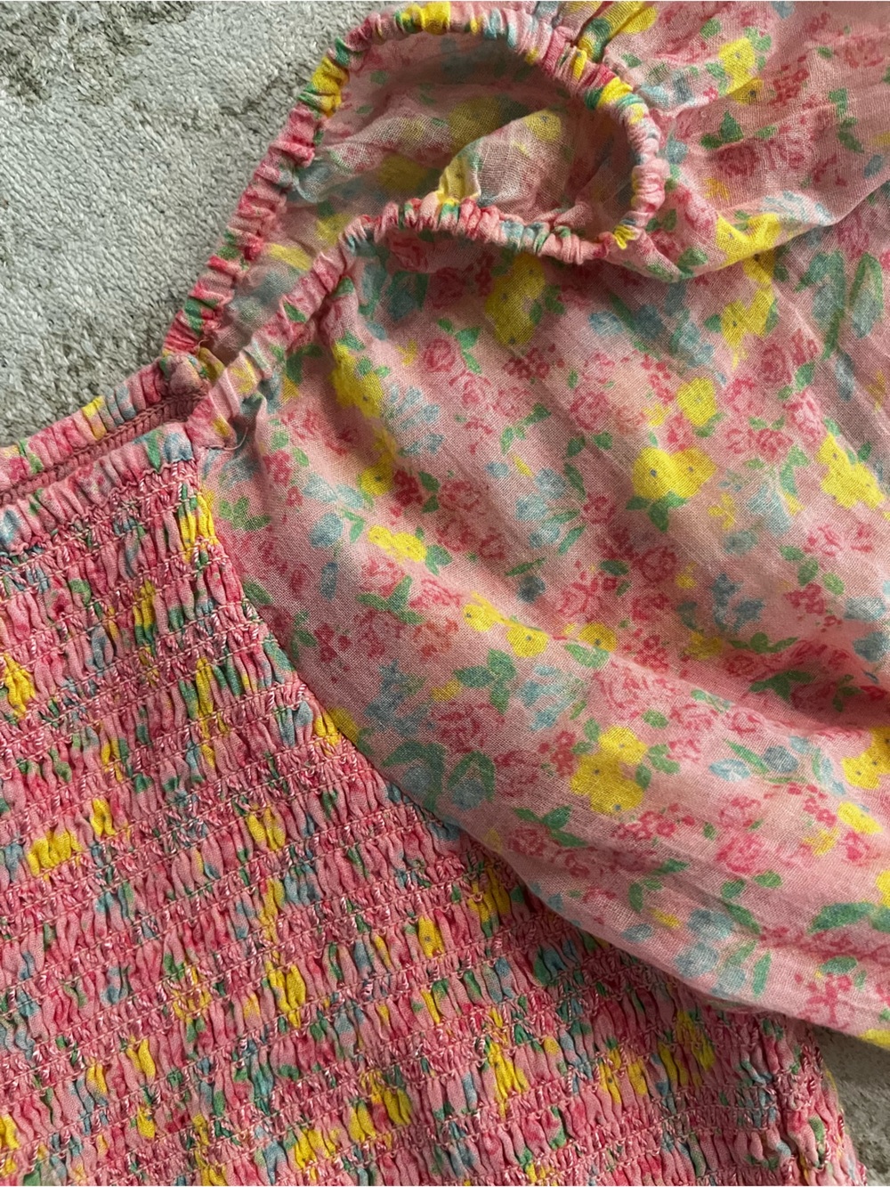 LoveShackFancy Capri Pink Floral Tiered Boho Dress Size L - Picture 3 of 6